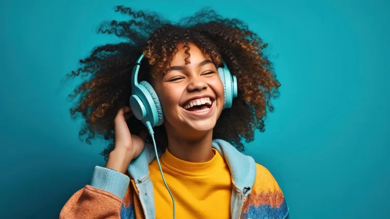 chica-auriculares-camiseta-amarilla-rie (1)